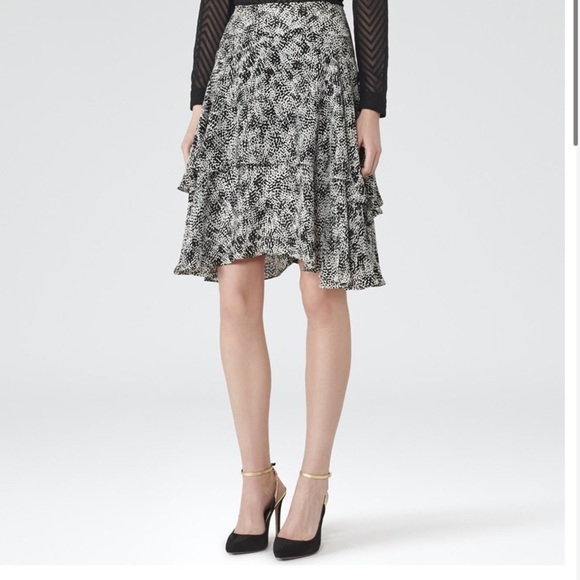 Reiss nova black and white print flowy skirt 30992 - Picture 4 of 13